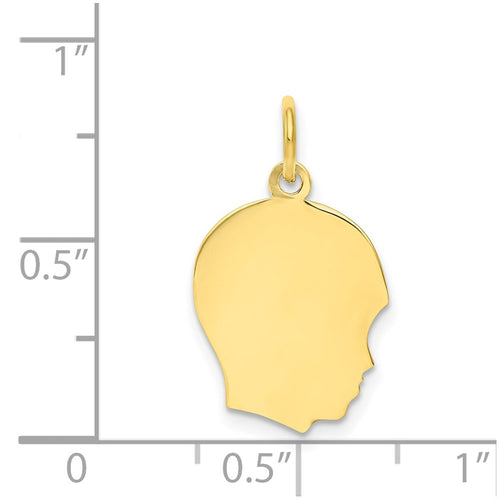 10K Plain Medium .013 Gauge Facing Right 12x15mm Engravable Boy Head Charm