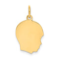 10K Plain Medium .013 Gauge Facing Right 12x15mm Engravable Boy Head Charm