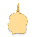 10K Plain Medium .018 Gauge Facing Right 13x14mm Engravable Girl Head Charm