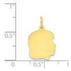 10K Plain Medium .018 Gauge Facing Right 13x14mm Engravable Girl Head Charm