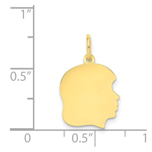 10K Plain Medium .018 Gauge Facing Right 13x14mm Engravable Girl Head Charm
