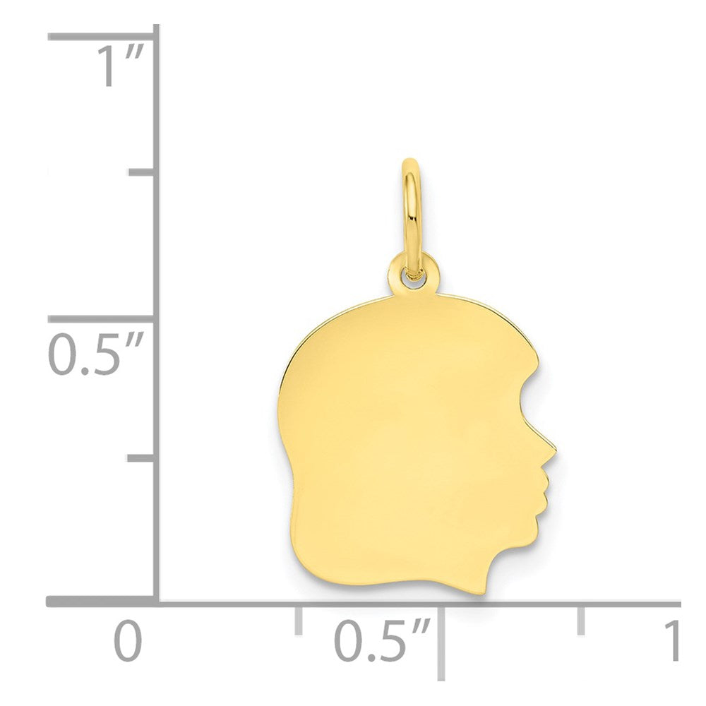 10K Plain Medium .013 Gauge Facing Right 13x14mm Engravable Girl Head Charm