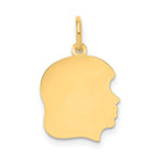 10K Plain Medium .018 Gauge Facing Right 13x14mm Engravable Girl Head Charm