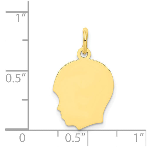 10K Plain Medium .018 Gauge Facing Left 12x15mm Engravable Boy Head Charm