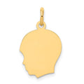 10K Plain Medium .018 Gauge Facing Left 12x15mm Engravable Boy Head Charm