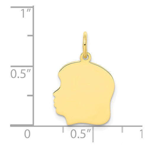 10K Plain Medium .018 Gauge Facing Left 13x14mm Engravable Girl Head Charm