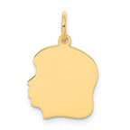 10K Plain Medium .013 Gauge Facing Left 13x14mm Engravable Girl Head Charm
