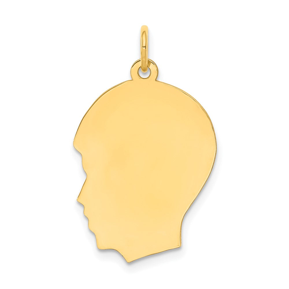 10K Plain Medium .013 Gauge Facing Right 16x21mm Engravable Boy Head Charm