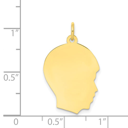 10K Plain Medium .018 Gauge Facing Right 16x21mm Engravable Boy Head Charm