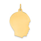 10K Plain Medium .013 Gauge Facing Right 16x21mm Engravable Boy Head Charm