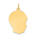 10K Plain Medium .018 Gauge Facing Right 16x21mm Engravable Boy Head Charm