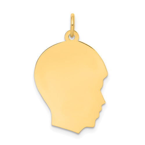 10K Plain Medium .018 Gauge Facing Right 16x21mm Engravable Boy Head Charm