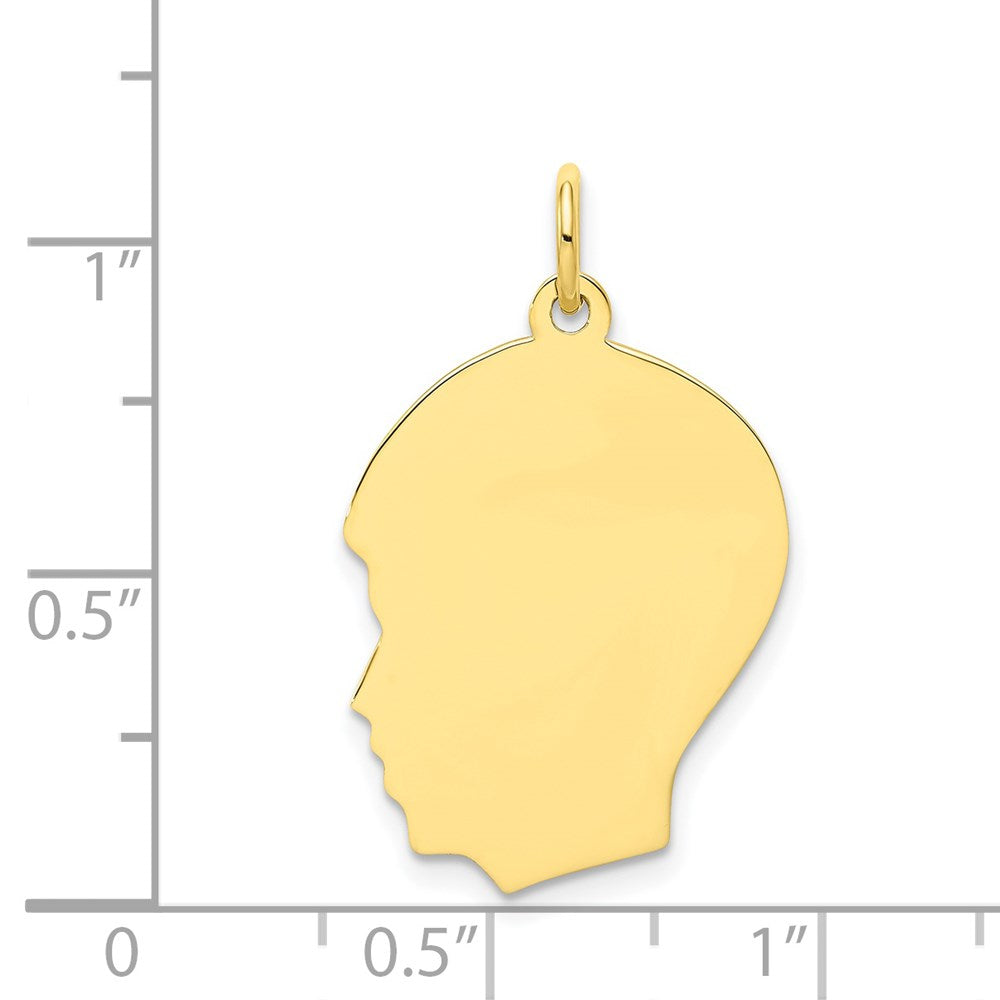 10K Plain Medium .018 Gauge Facing Left 16x21mm Engravable Boy Head Charm