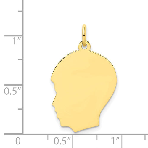 10K Plain Medium .018 Gauge Facing Left 16x21mm Engravable Boy Head Charm