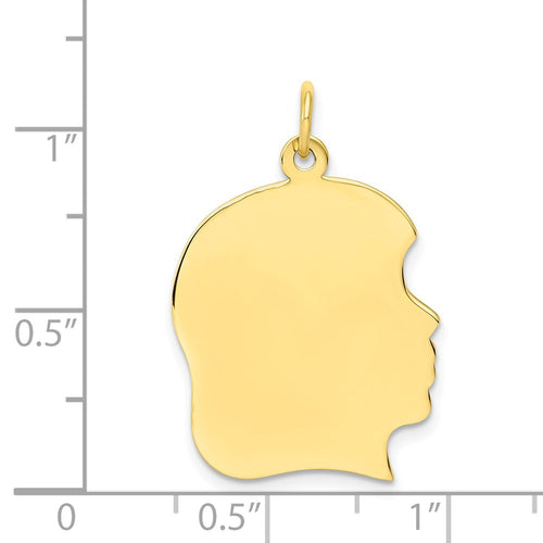 10K Plain Large .018 Gauge Facing Right 19x21mm Engravable Girl Head Charm