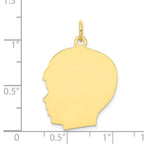 10K Plain Large .018 Gauge Facing Left 20x23mm Engravable Boy Head Charm