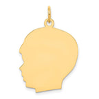 10K Plain Large .018 Gauge Facing Left 20x23mm Engravable Boy Head Charm