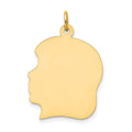 10K Plain Large .013 Gauge Facing Left 19x21mm Engravable Girl Head Charm
