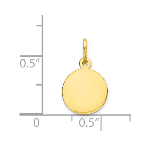 10K Plain .013 Gauge 9.5x9.5mm Circular Engravable Disc Charm