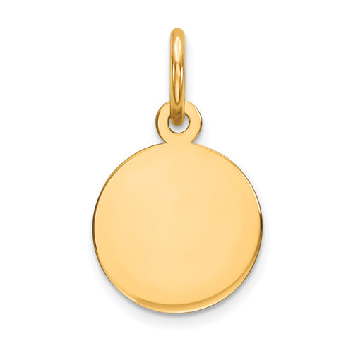 10K Plain .018 Gauge 9.5x9.5mm Circular Engravable Disc Charm