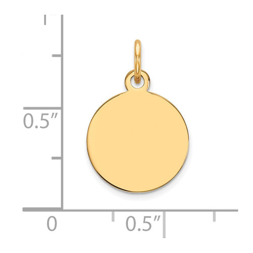 10K Plain .013 Gauge 12.75x12.75mm Circular Engravable Disc Charm