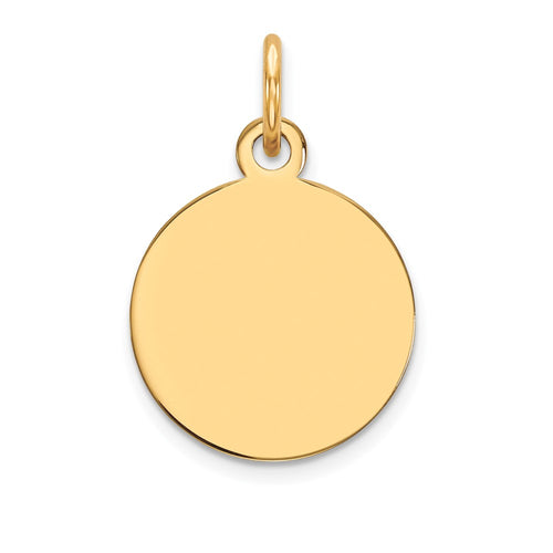 10K Plain .018 Gauge 12.75x12.75mm Circular Engravable Disc Charm