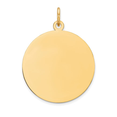 10K Plain .018 Gauge 21.25x21.25mm Circular Engravable Disc Charm