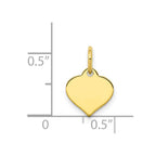 10k Plain .013 Gauge 9.6x8.4mm Heart Disc Charm
