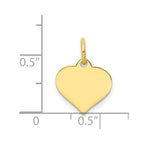 10k Plain .013 Gauge 12x10.5mm Heart Disc Charm
