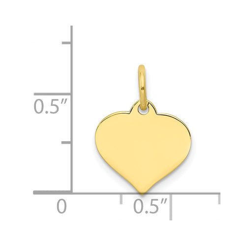 10k Plain .018 Gauge 12x10.5mm Heart Disc Charm