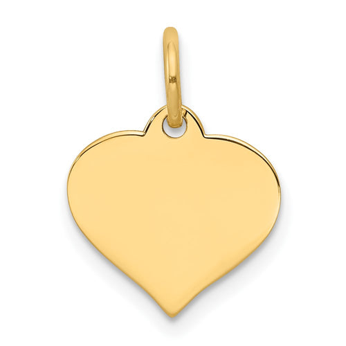 10k Plain .018 Gauge 12x10.5mm Heart Disc Charm