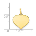 10k Plain .018 Gauge 14.5x12.6mm Heart Disc Charm