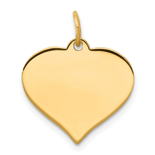 10k Plain .018 Gauge 16.8x14.8mm Heart Disc Charm