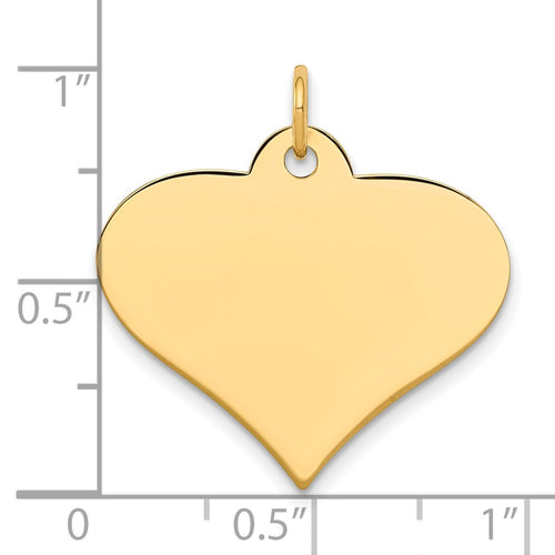 10k Plain .018 Gauge 24.8x19mm Engraveable Heart Disc Charm