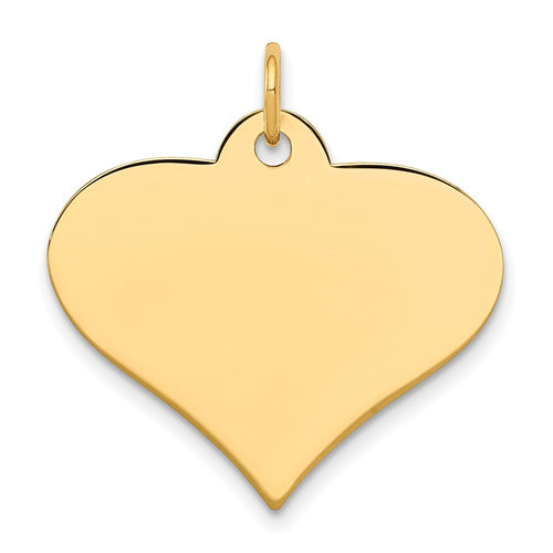 10k Plain .013 Gauge 24.8x19mm Engraveable Heart Disc Charm