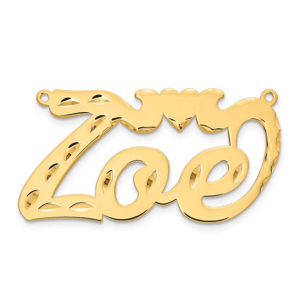 10k Yellow Gold  Diamond-cut Heart Name Plate