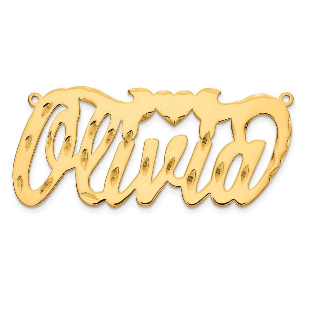 10k Yellow Gold  Diamond-cut Heart Name Plate