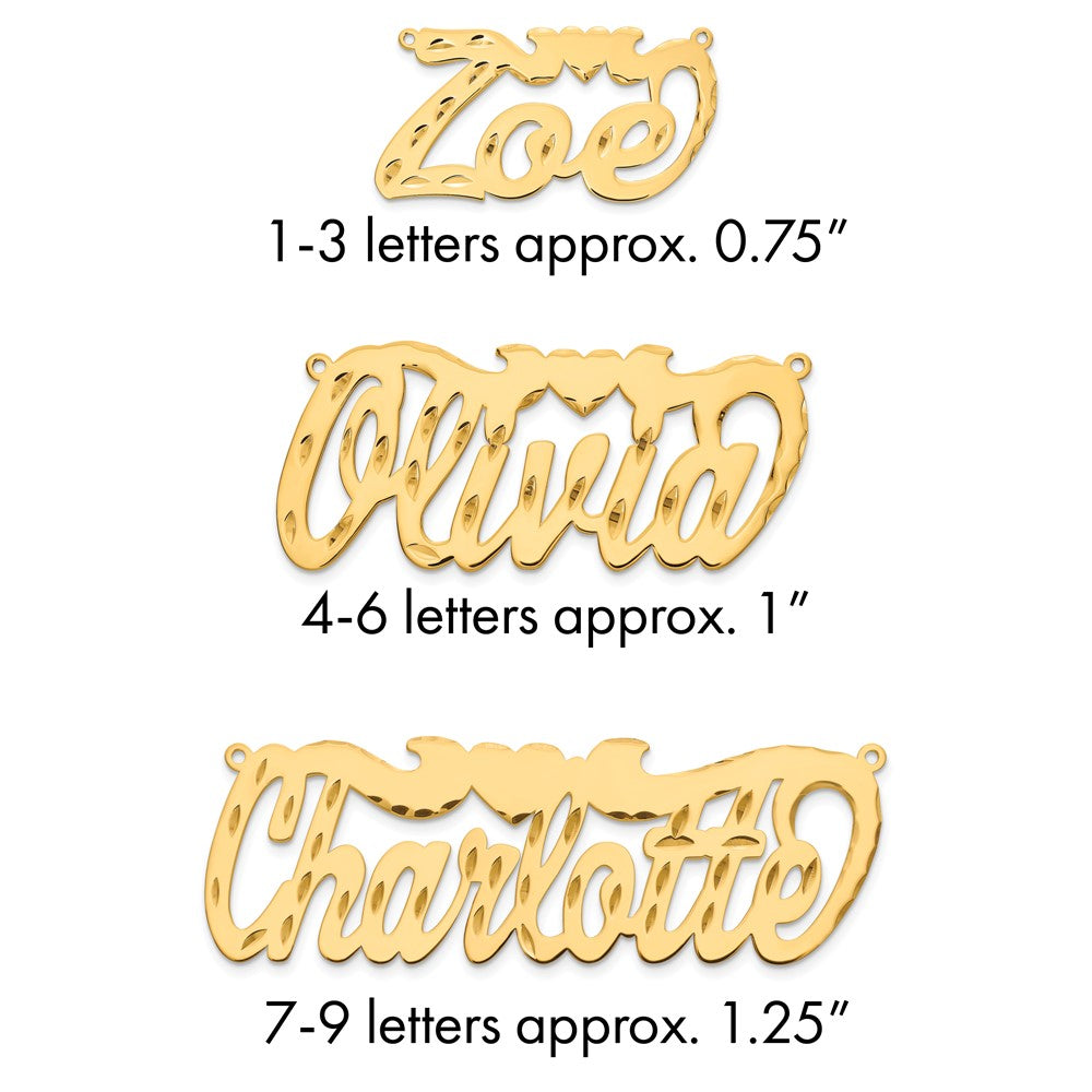 10k Yellow Gold  Diamond-cut Heart Name Plate