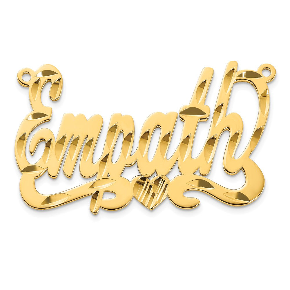 10k Yellow Gold Diamond-cut Heart Name Plate