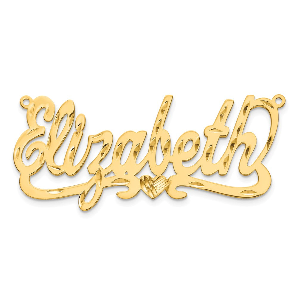 10k Yellow Gold Diamond-cut Heart Name Plate