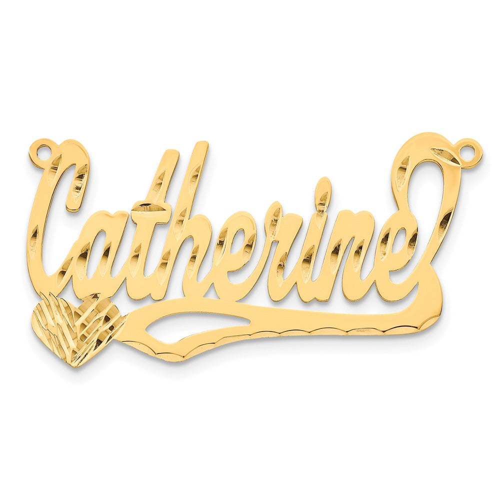 10k Yellow Gold Diamond-cut Heart Name Plate