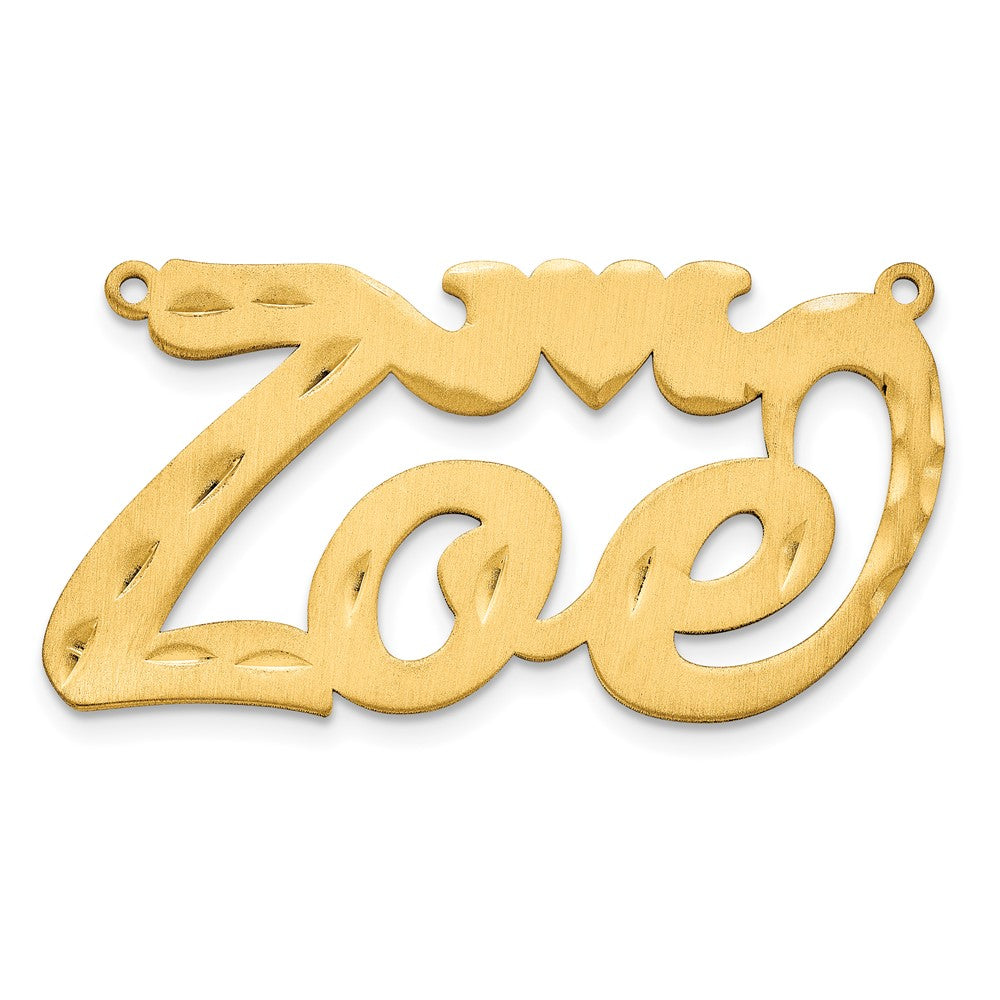 10k Yellow Gold Satin Diamond-cut Heart Name Plate