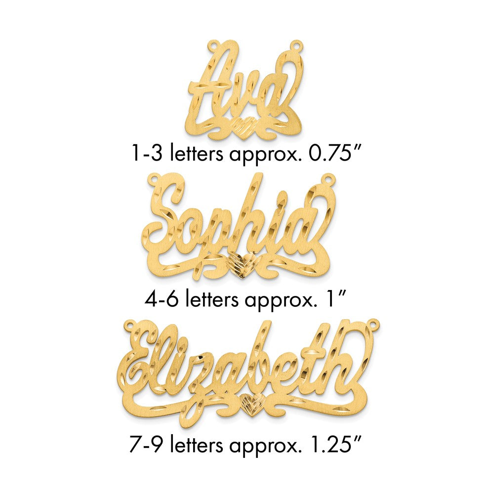 10k Yellow Gold Satin Diamond-cut Name Plate