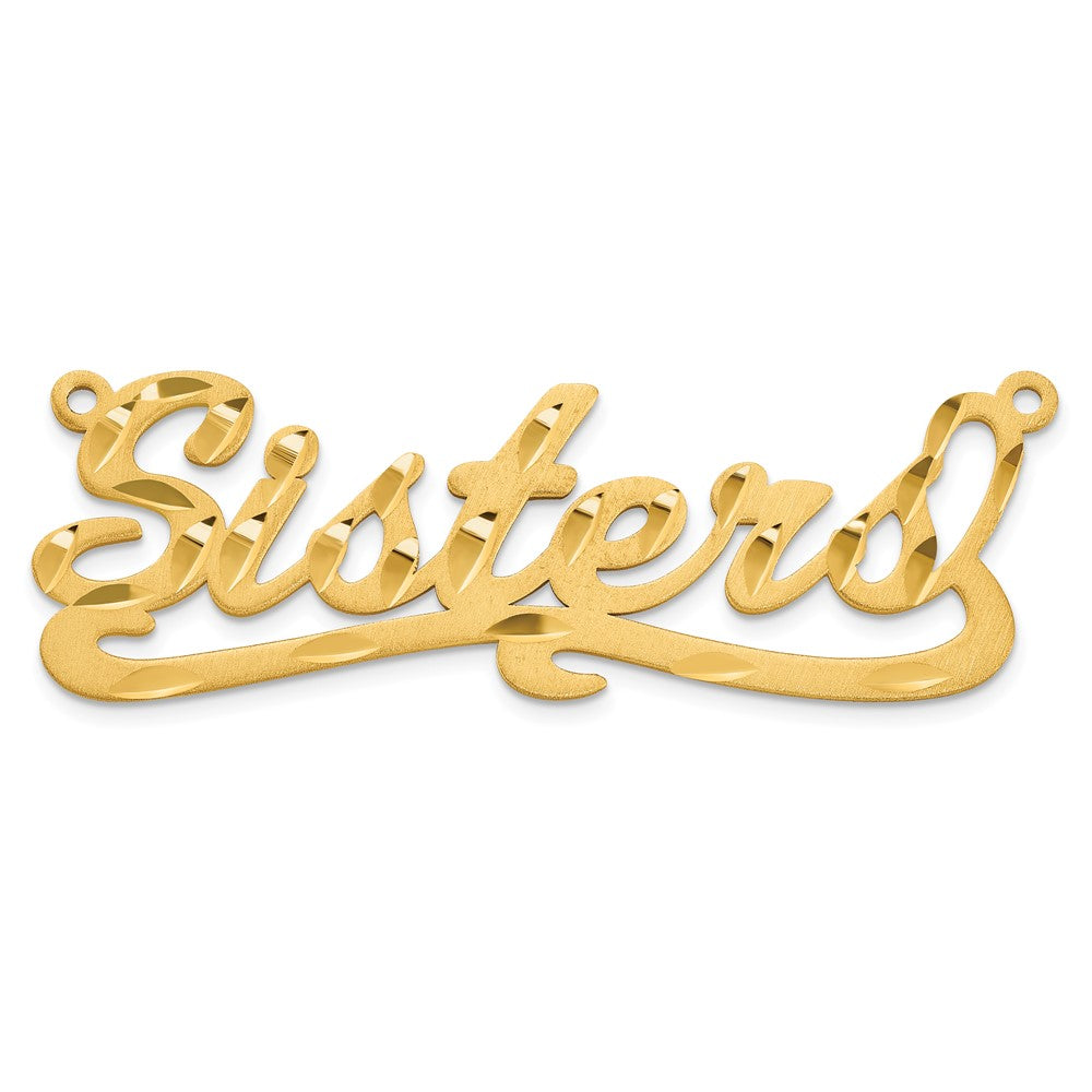 10k Yellow Gold Satin Diamond-cut Name Plate