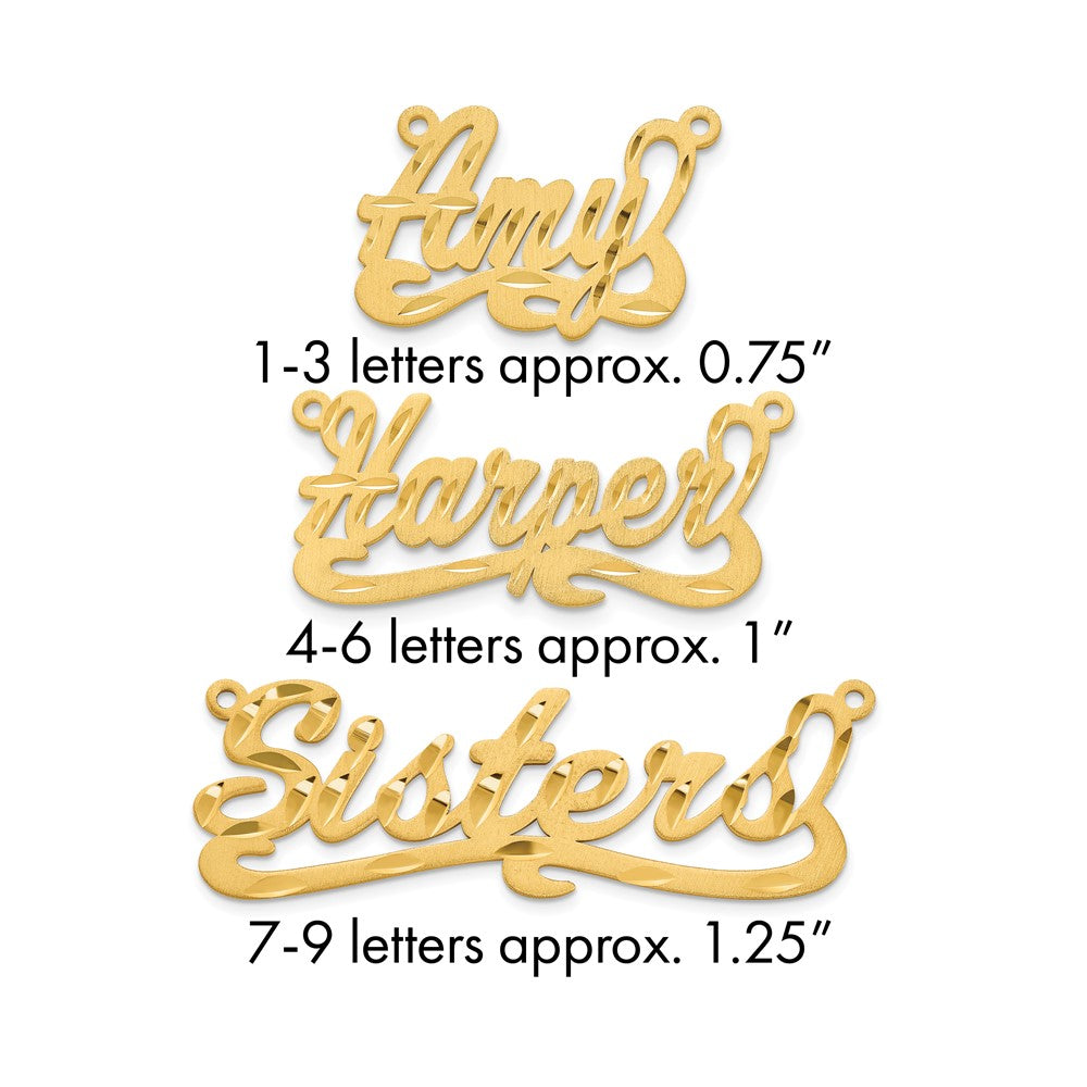 10k Yellow Gold Satin Diamond-cut Name Plate