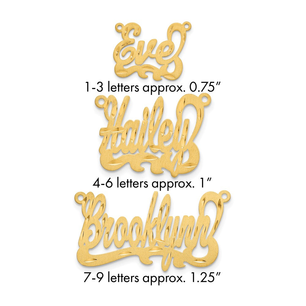 10k Yellow Gold  Satin Diamond-cut Name Plate