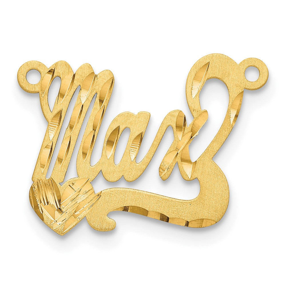 10k Yellow Gold Satin Diamond-cut Heart Name Plate