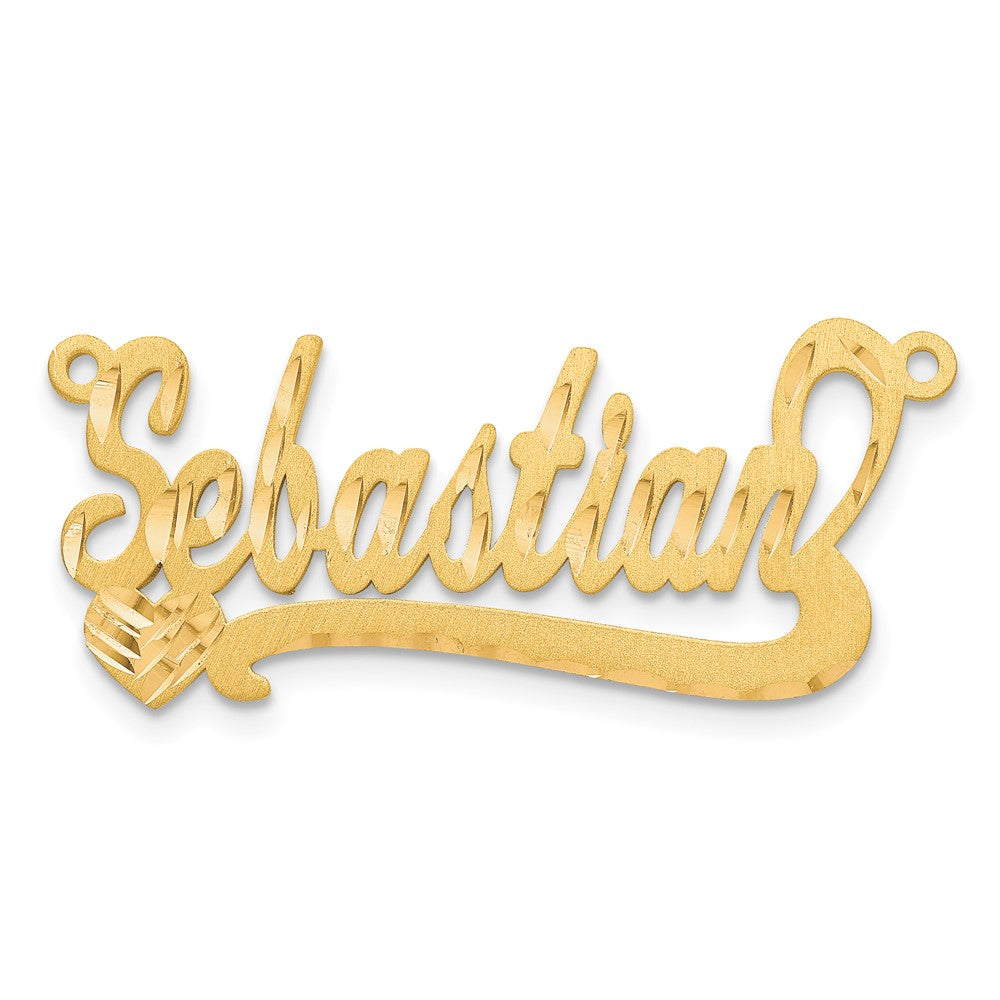 10k Yellow Gold Satin Diamond-cut Heart Name Plate