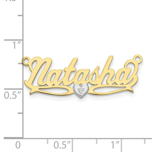 10k  Two-tone 3D with Heart Diamond Name Plate