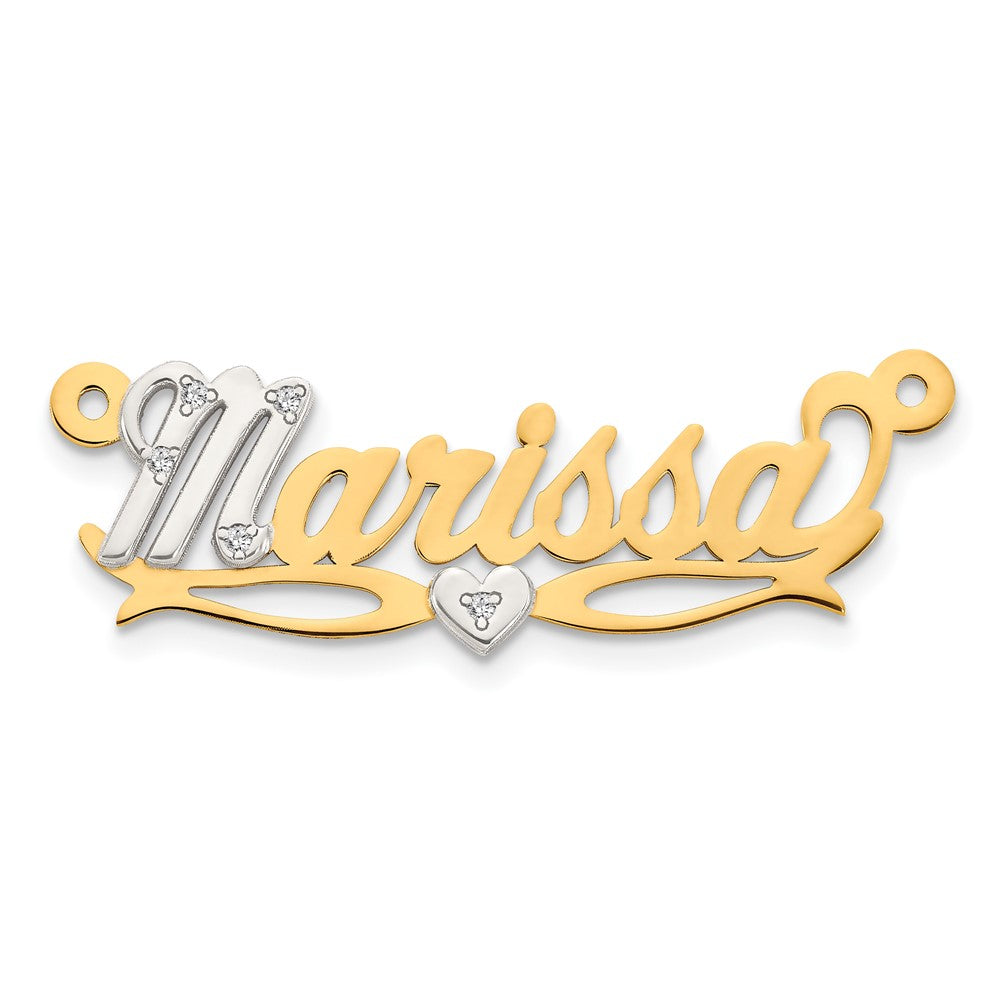 10k Two-tone 3D with Heart Diamond Name Plate